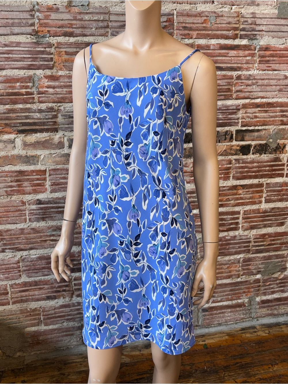 Vintage made in Canada Floral Slip Chemise in Periwinkle Blue